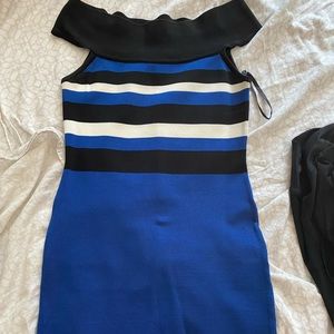 Bebe blue colorblock mini dress